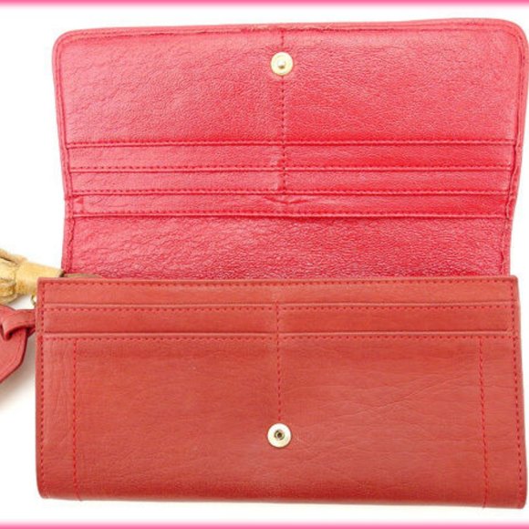 Chloe Wallet Purse Long Wallet Red Woman Authentic Used Y936 - Picture 4 of 5